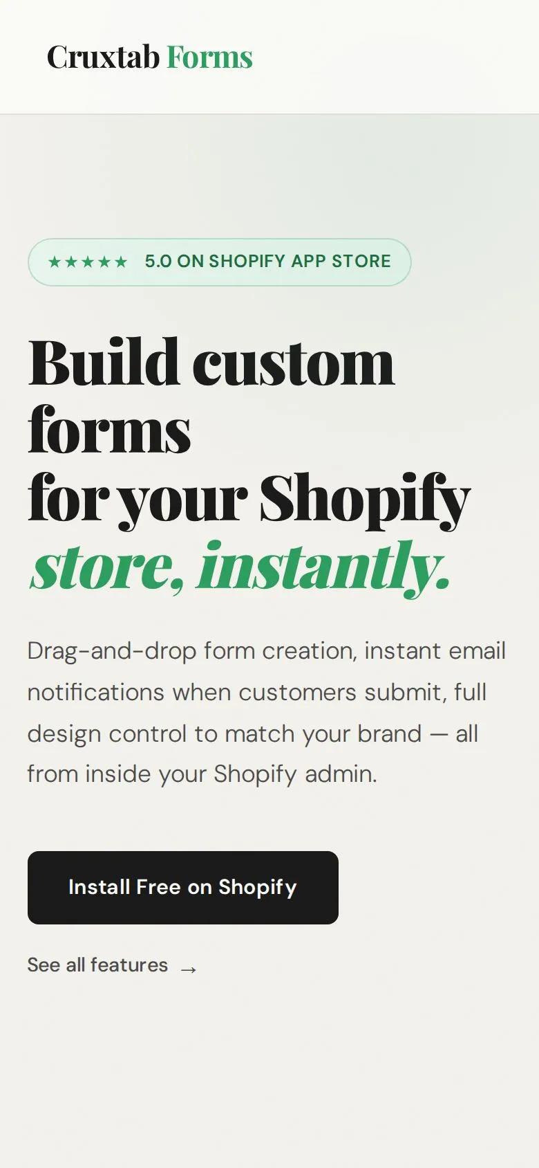 Cruxtab Forms on mobile